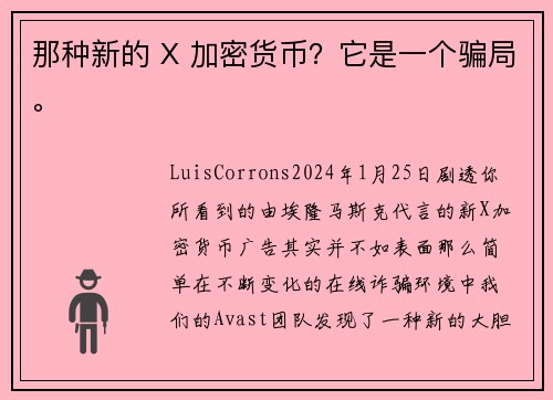 那种新的 X 加密货币？它是一个骗局。